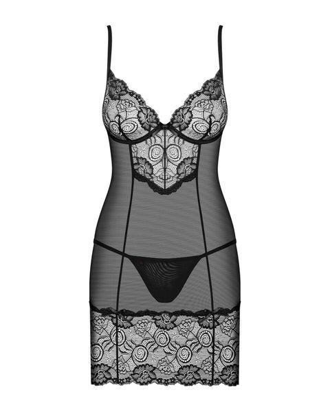 Сорочка Obsessive Alluria chemise & thong 10512 фото
