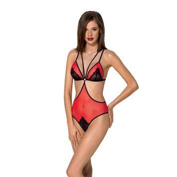 Напівпрозоре боді з мереживом Passion PEONIA BODY 00193 фото