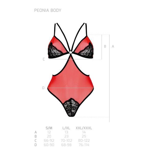 Напівпрозоре боді з мереживом Passion PEONIA BODY 00193 фото