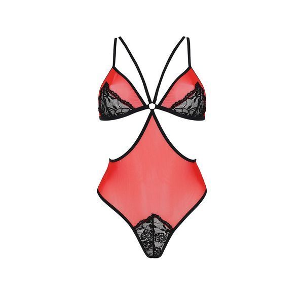 Напівпрозоре боді з мереживом Passion PEONIA BODY 00193 фото