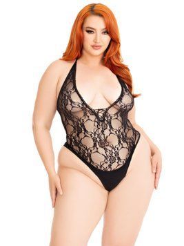 Тедді Leg Avenue Floral lace deep-V teddy 00149 фото