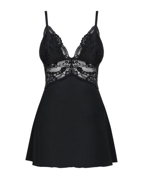 Сатиновий пеньюар із мереживом Obsessive 810-BAB-2 babydoll & thong 10585 фото