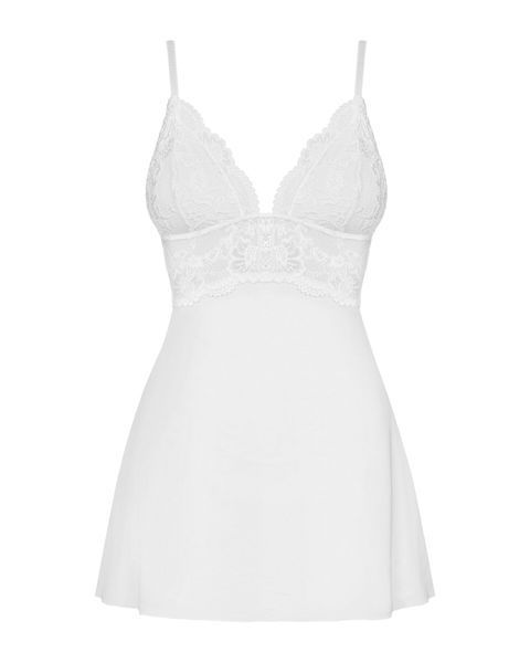 Сатиновий пеньюар із мереживом Obsessive 810-BAB-2 babydoll & thong 10585 фото
