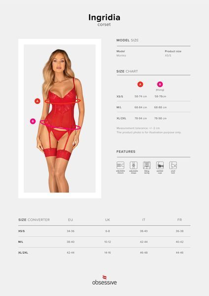 Комплект корсет та стрінги Obsessive Ingridia corset & thong 10908 фото