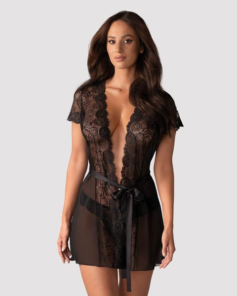 Пеньюар Obsessive Alluria peignoir & thong 10545 фото