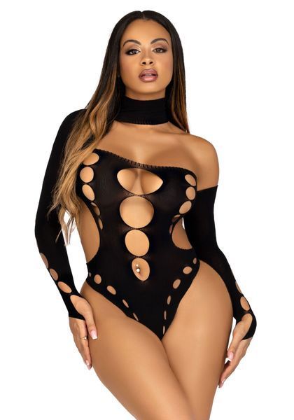 Безшовне боді на одне плече Leg Avenue Seamless thong back bodysuit 00125 фото