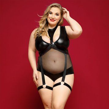 Елегантне боді з екошкіри JSY &laquo;Спокуслива Морган&raquo; Plus Size 00151 фото