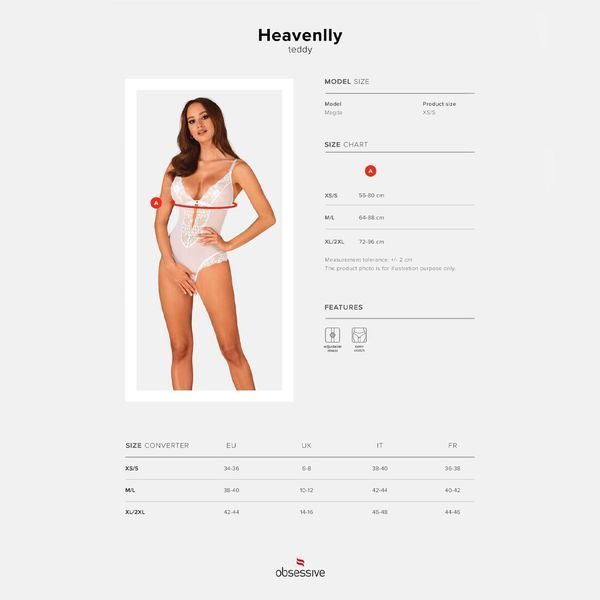 Еротичне напівпрозоре боді Obsessive Heavenlly crotchless teddy 00156 фото