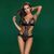 Боді JSY "Вів&rsquo;єн" у будуарному стилі One Size, Black, золота нитка, флористичний декор, атласні стрічки 00091 фото