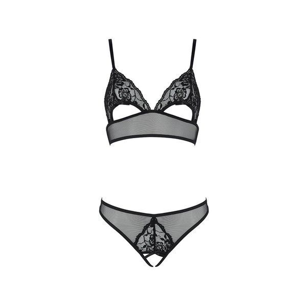 Комплект із бралету з ажурним ліфом та відкритими трусиками Passion CHRISTA SET Open Bra 10185 фото