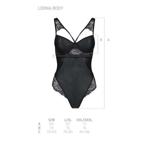Боді з еко-шкіри та мережива Passion LOONA BODY 00020 фото