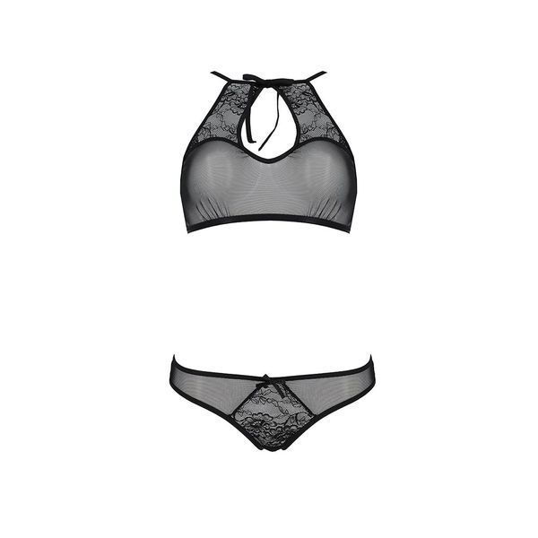 Комплект із бра, трусиків з ажурним декором та відкритим кроком Passion URSULA SET 10188 фото