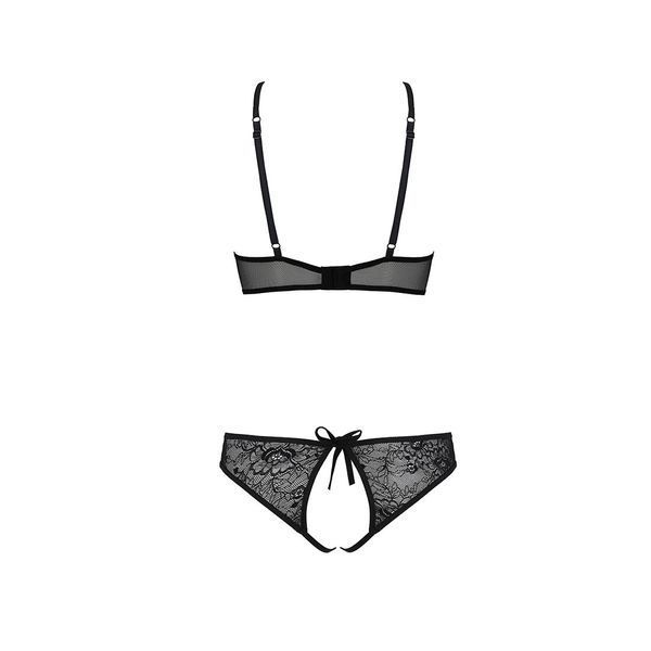 Комплект із бра, трусиків з ажурним декором та відкритим кроком Passion URSULA SET 10188 фото