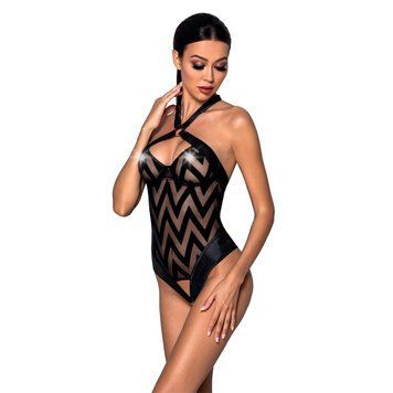 Сітчастий боді з халтером та ритмічним малюнком Passion Hima Body 00024 фото