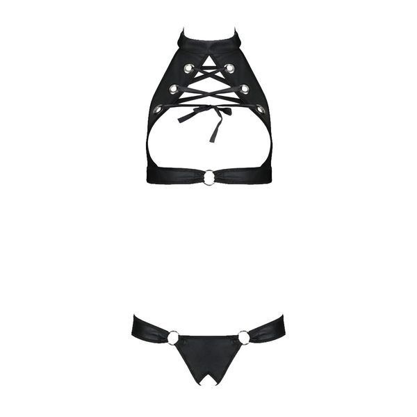 Комплект із екошкіри Passion MALWIA SET with Open Bra 10419 фото