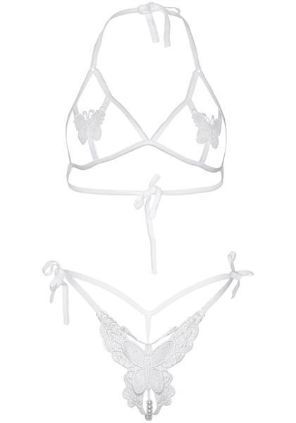 Еротичний комплект з відкритою чашкою Leg Avenue Open cup bra and pearl panty 10132 фото