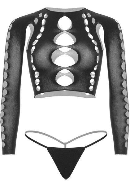 Комплект безшовної білизни Leg Avenue Long sleeve crop top & string 10080 фото