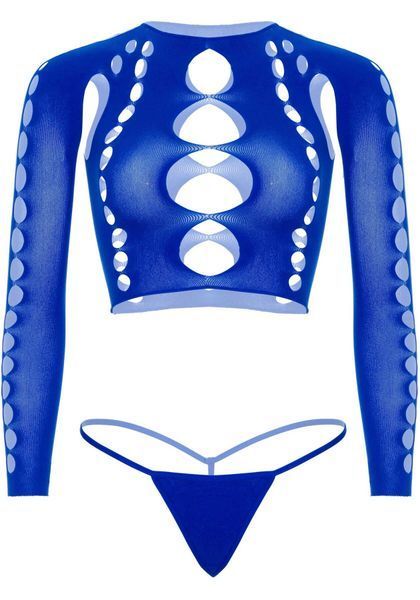 Комплект безшовної білизни Leg Avenue Long sleeve crop top & string 10080 фото