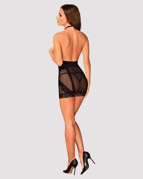 Напівпрозора сорочка з відкритими грудьми Obsessive Lacrisia chemise 10508 фото