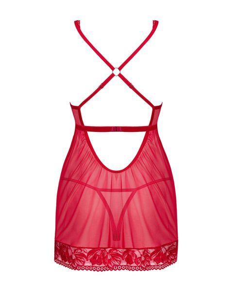 Прозора сорочка бебі-дол Obsessive Lacelove babydoll & thong 10594 фото